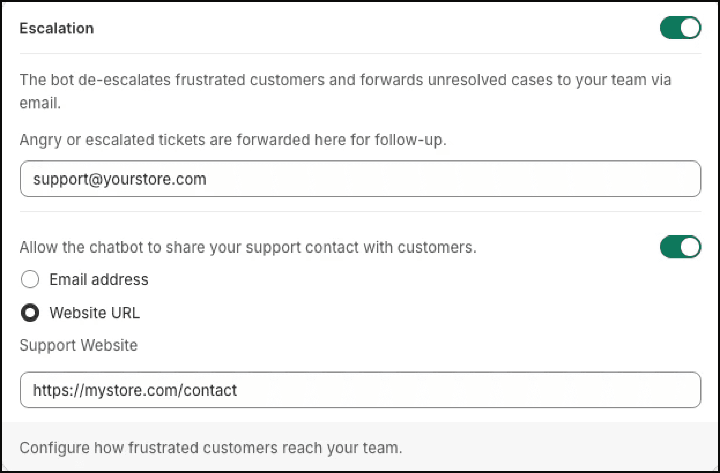 Escalation email setup in Lumen settings