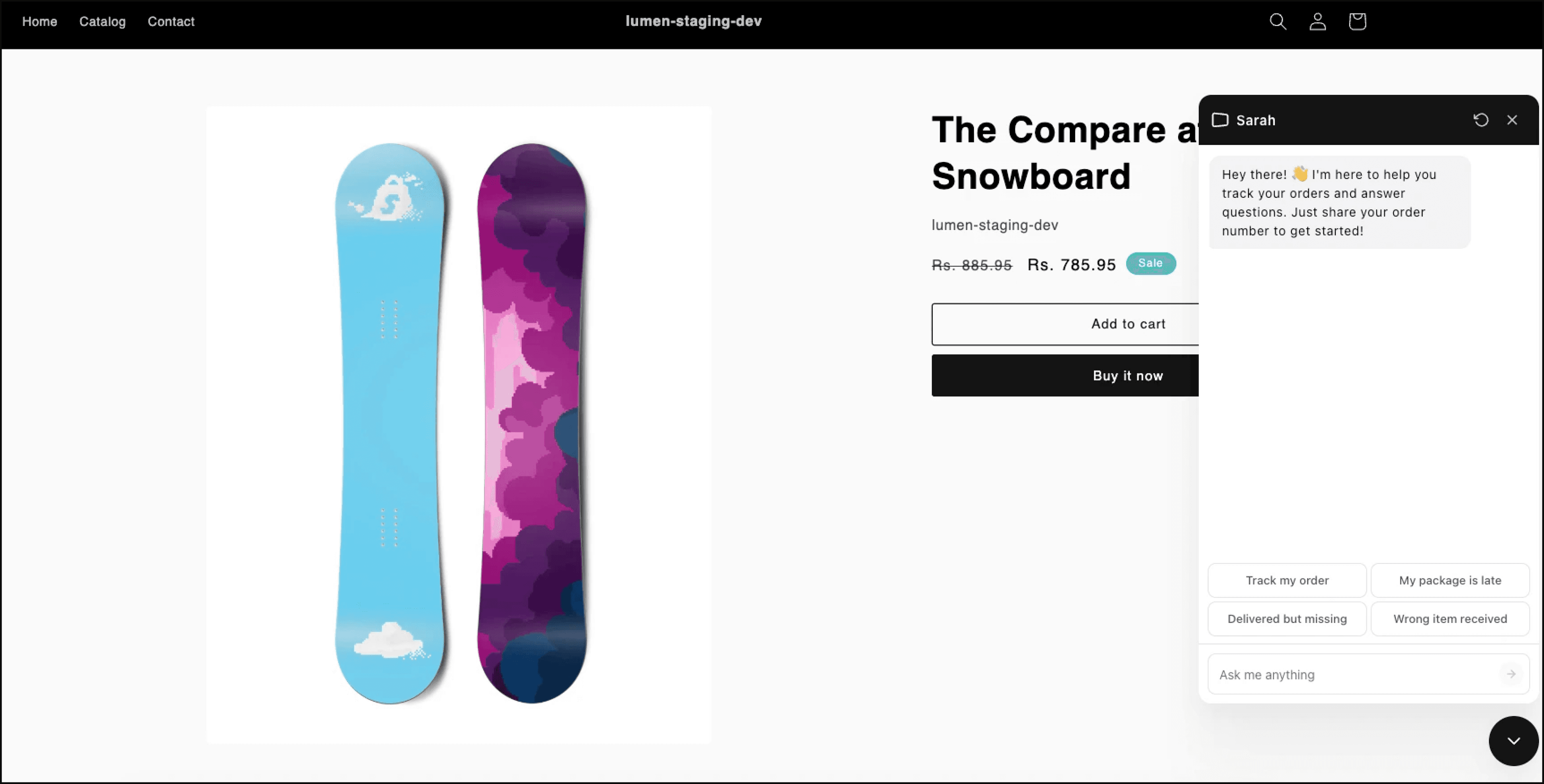 Lumen widget preview on a Shopify storefront product page
