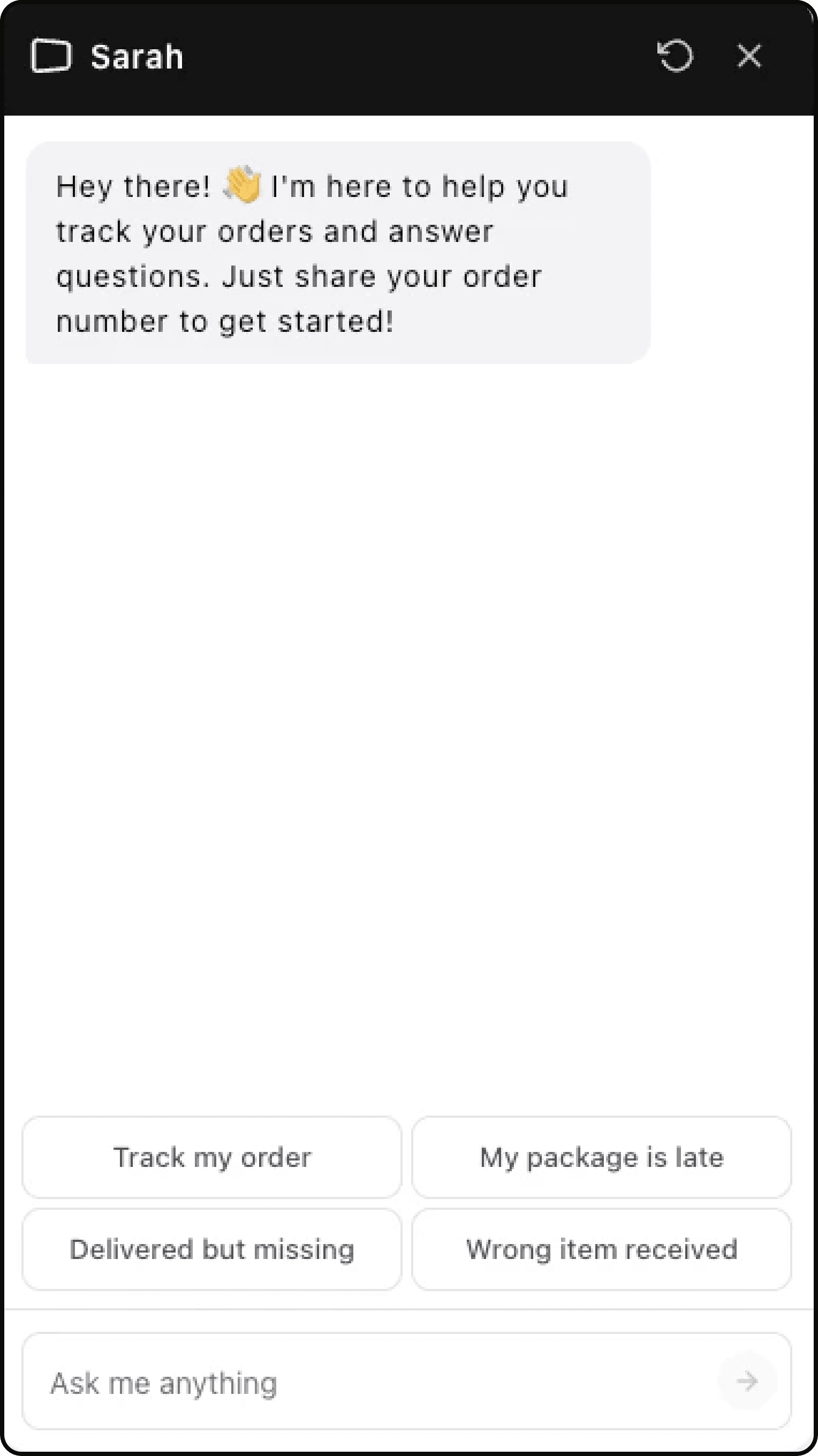 Lumen storefront widget open with suggested prompts